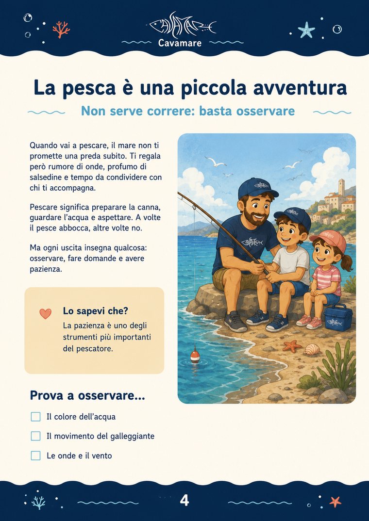 Pagina della guida Cavamare sulla pesca come piccola avventura