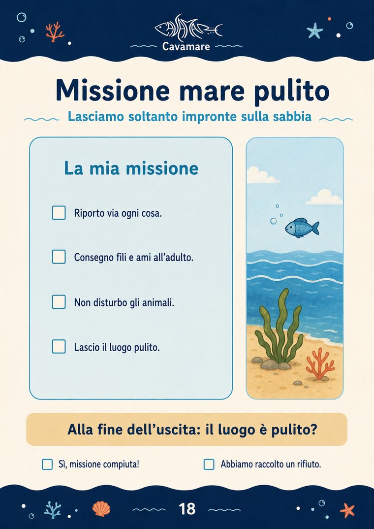 Pagina della guida Cavamare dedicata al mare pulito